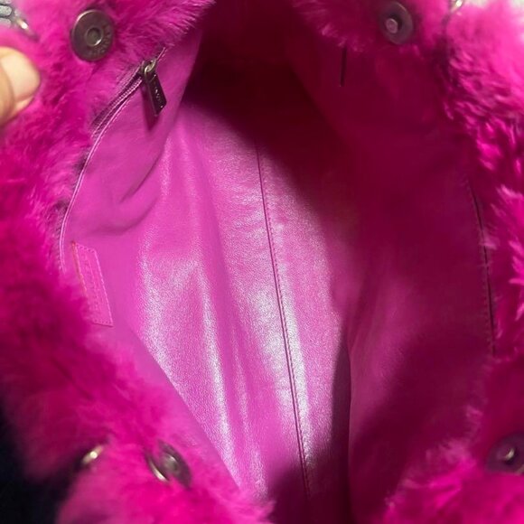 Authentic CHANEL CC Vintage Rabbit Fur Hot Pink Purse Chain Shoulder Bag Y2K - Picture 13 of 13